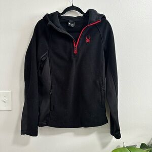 Spyder Black and Red Performance Jacket with Hood and Slim Fit